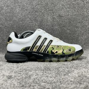adidas White and Black Athletic Shoes with Camouflage Accents